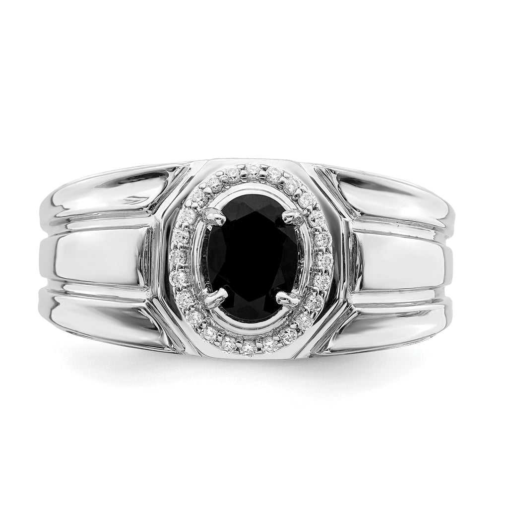 14k Onyx and Diamond Mens Ring