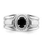 14k Onyx and Diamond Mens Ring