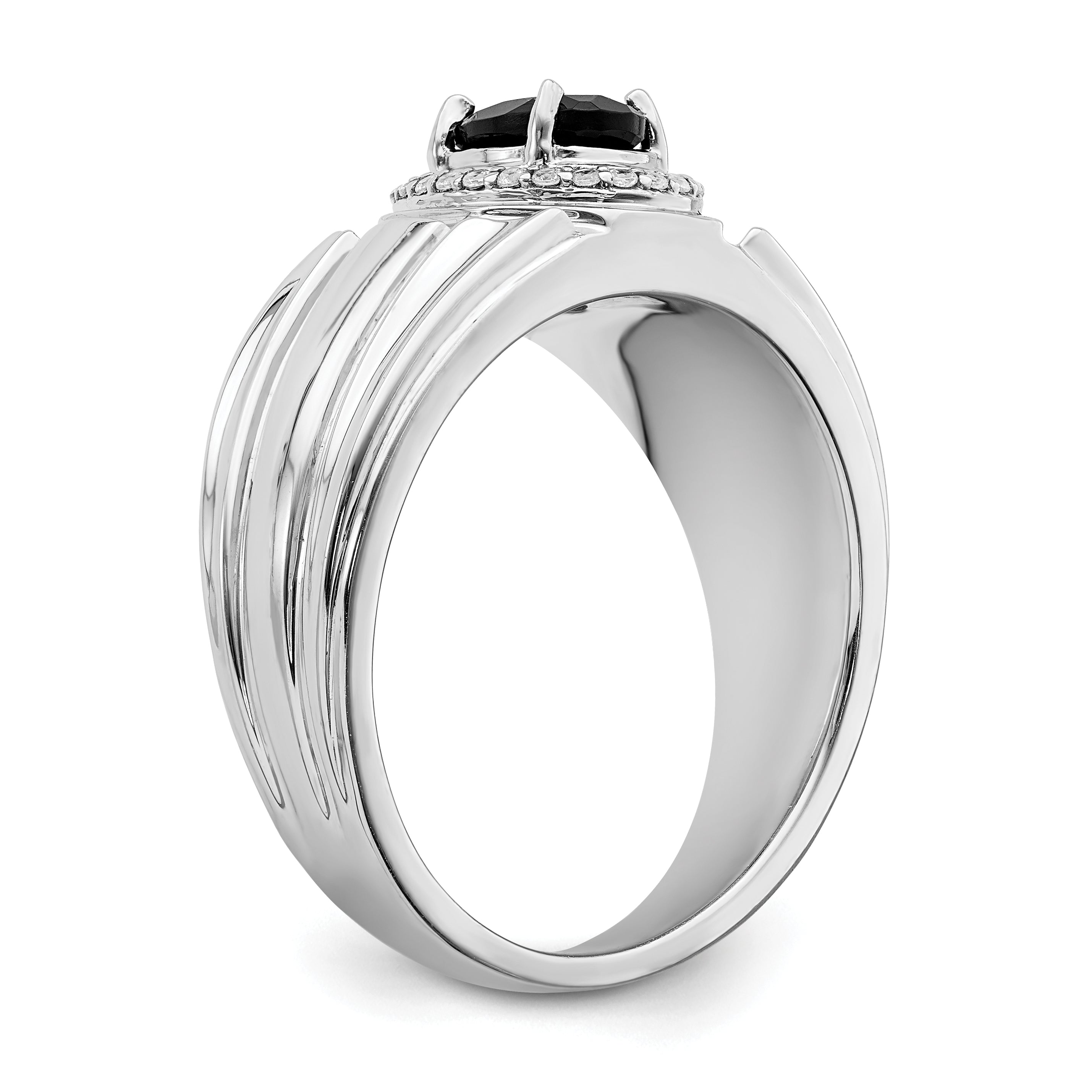 14k Onyx and Diamond Mens Ring