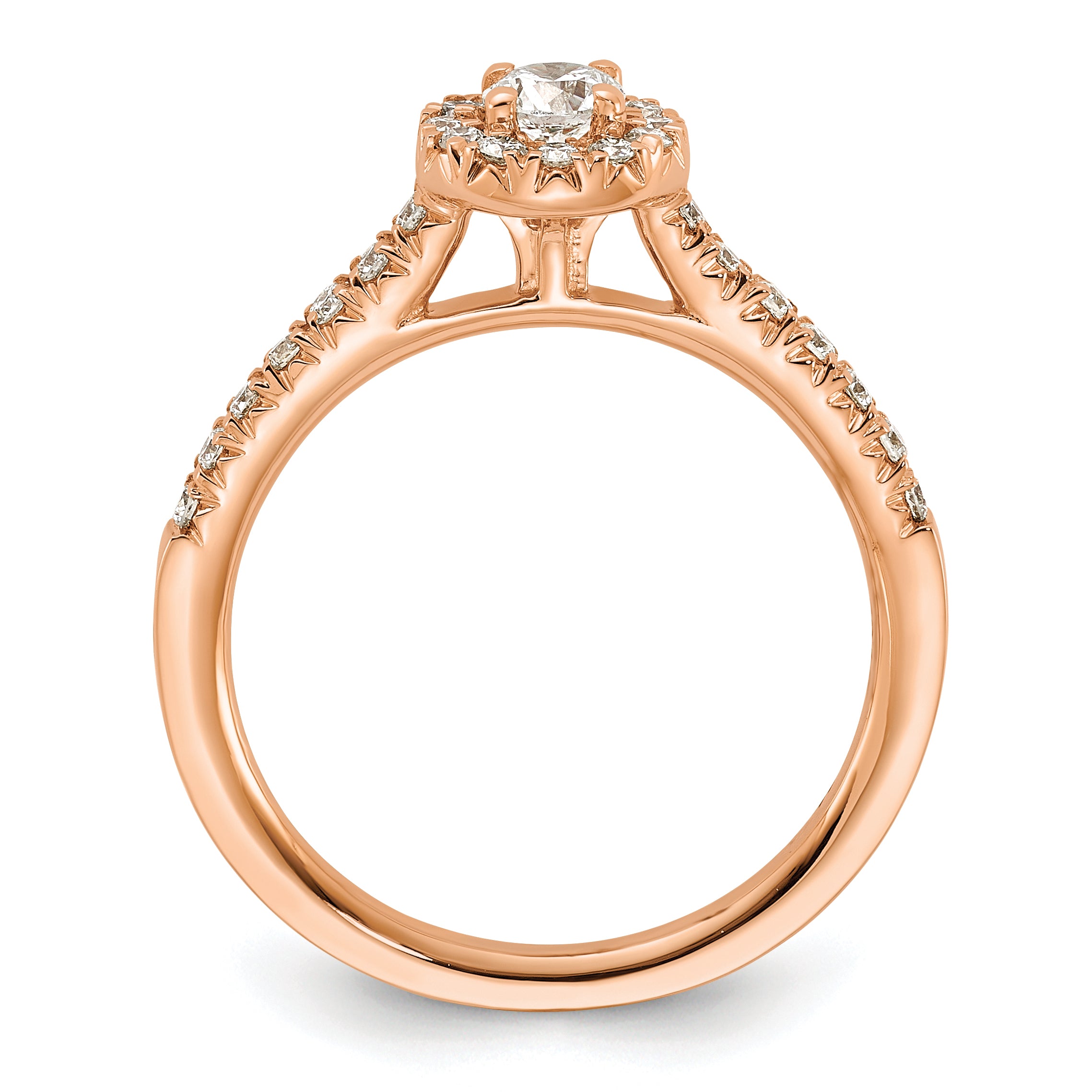 14k Rose Gold 1/2 carat Lab Grown Diamond VS/SI+ G+ Round Complete Halo Engagement Ring Secondary image