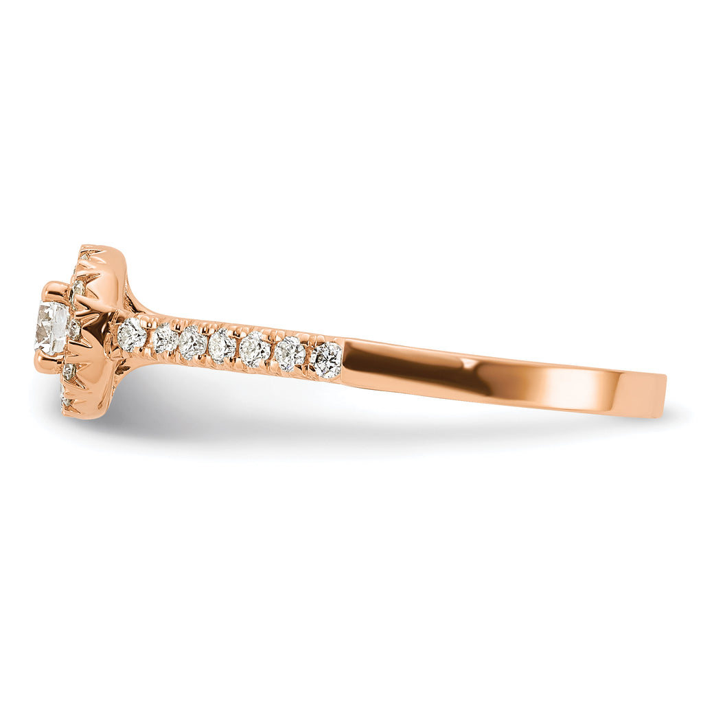 14k Rose Gold 1/2 carat Lab Grown Diamond VS/SI+ G+ Round Complete Halo Engagement Ring
