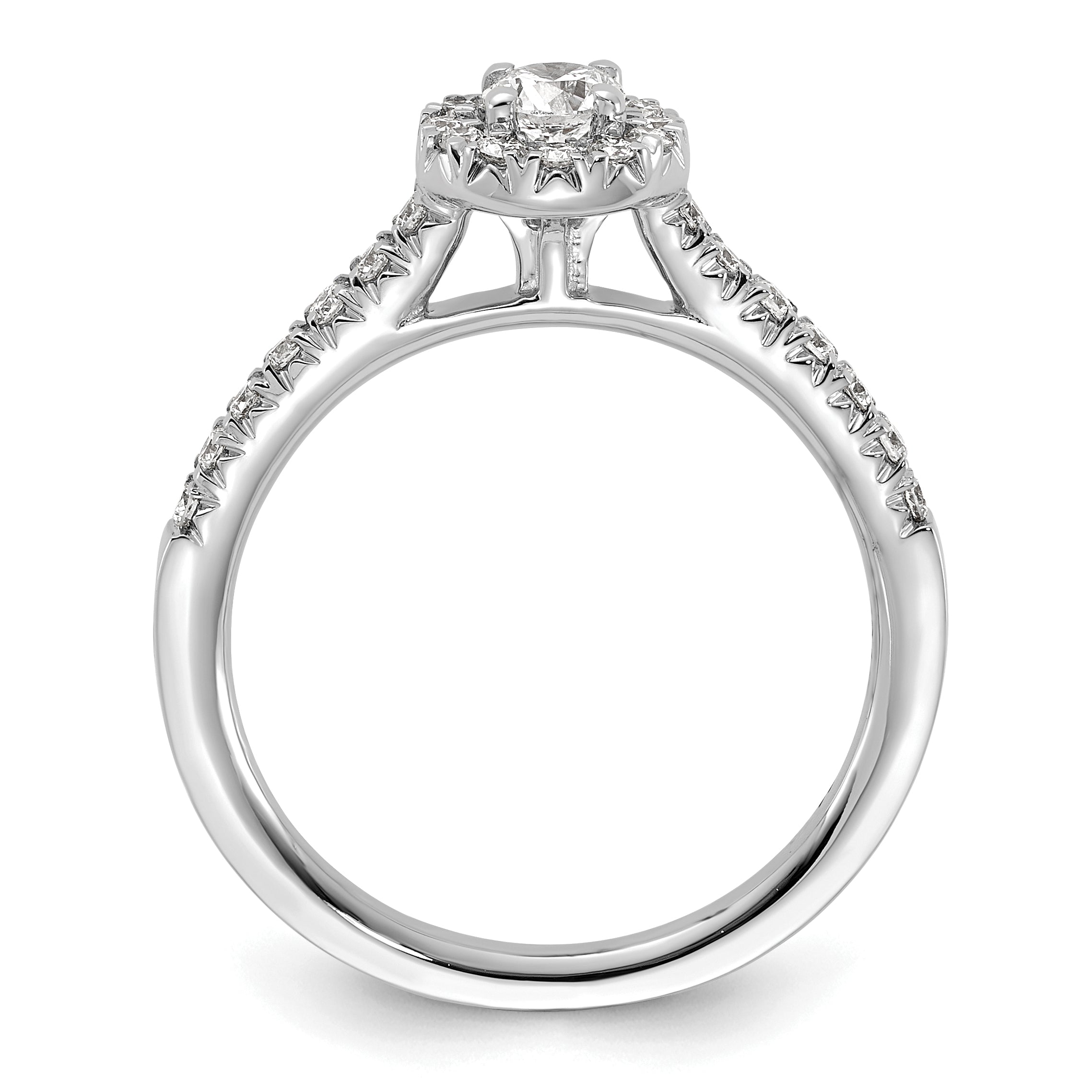 14k White Gold 1/2 carat Lab Grown Diamond VS/SI+ G+ Round Complete Halo Engagement Ring Secondary image