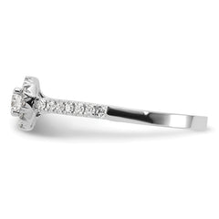 14k White Gold 1/2 carat Lab Grown Diamond VS/SI+ G+ Round Complete Halo Engagement Ring