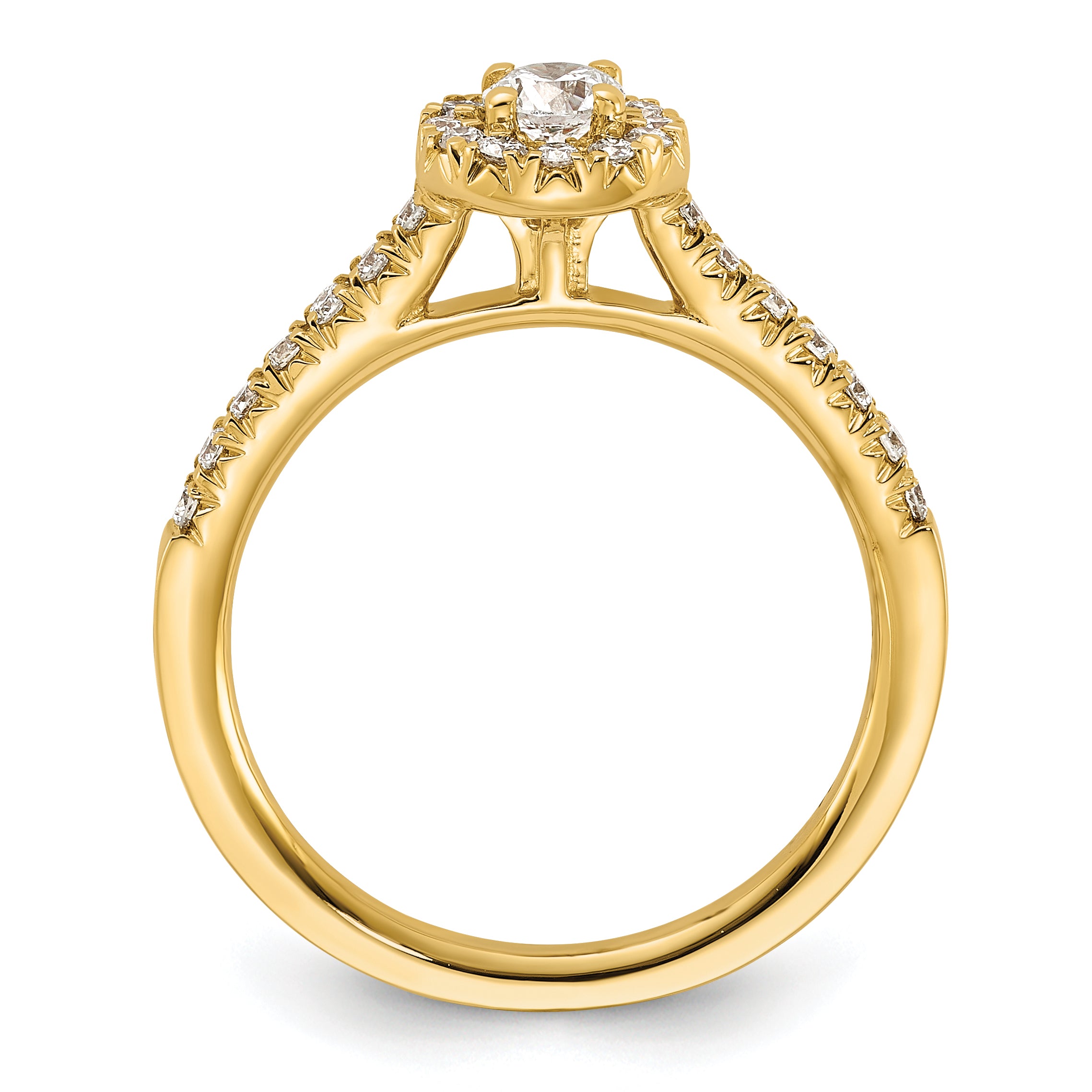 14k 1/2 carat Lab Grown Diamond VS/SI+ G+ Round Complete Halo Engagement Ring Secondary image