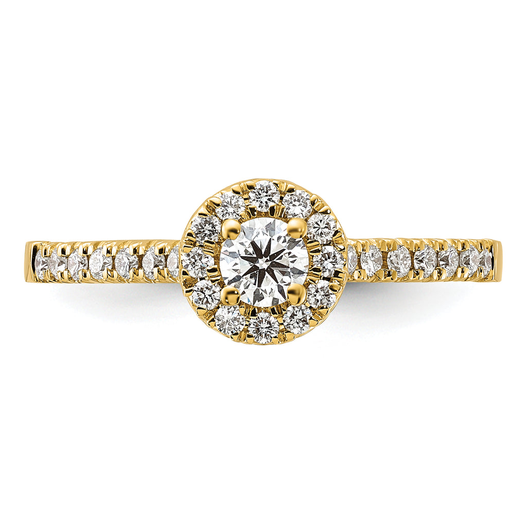 14k 1/2 carat Lab Grown Diamond VS/SI+ G+ Round Complete Halo Engagement Ring