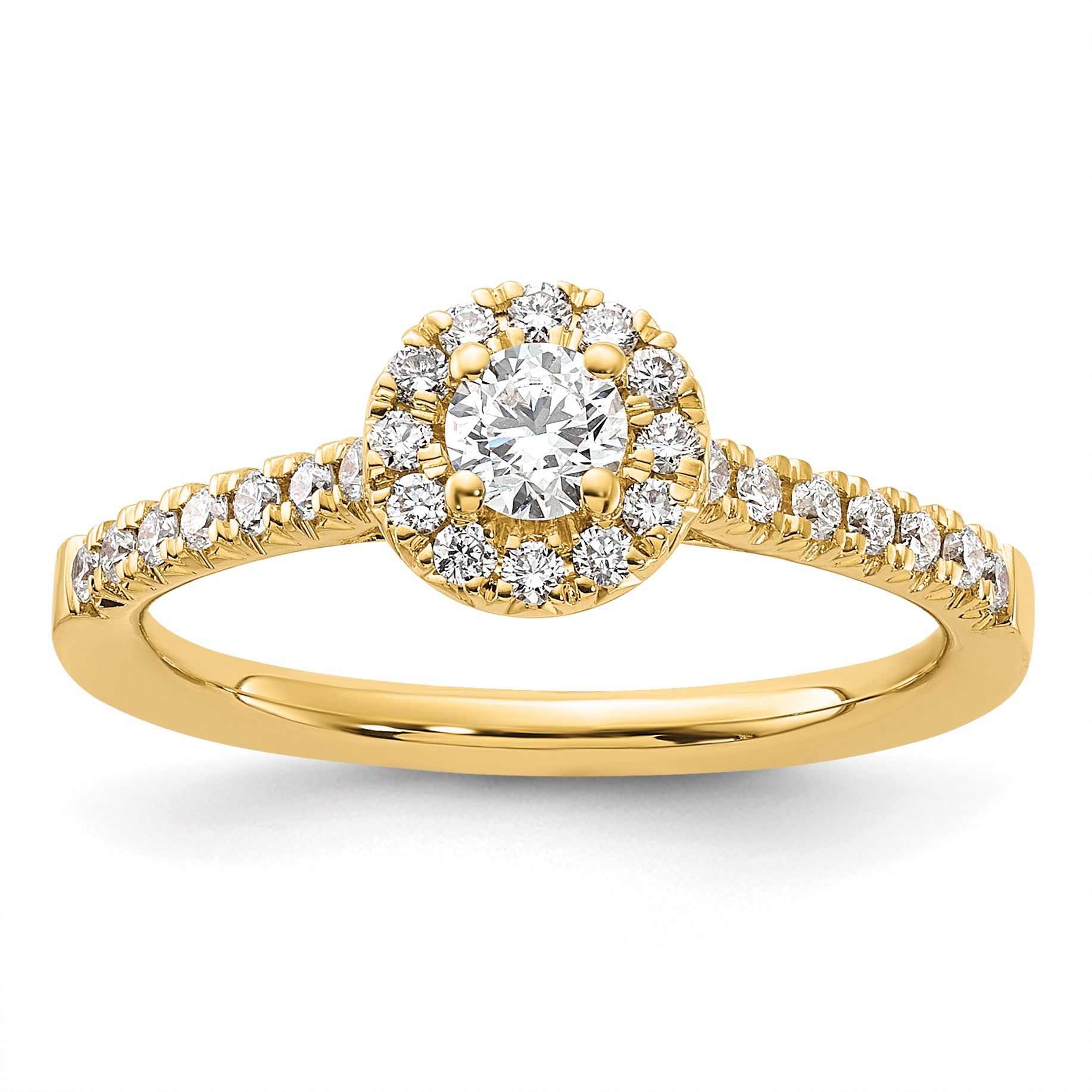 14k 1/2 carat Lab Grown Diamond VS/SI+ G+ Round Complete Halo Engagement Ring Main image