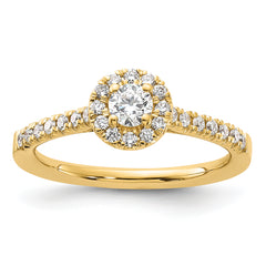 14k 1/2 carat Lab Grown Diamond VS/SI+ G+ Round Complete Halo Engagement Ring