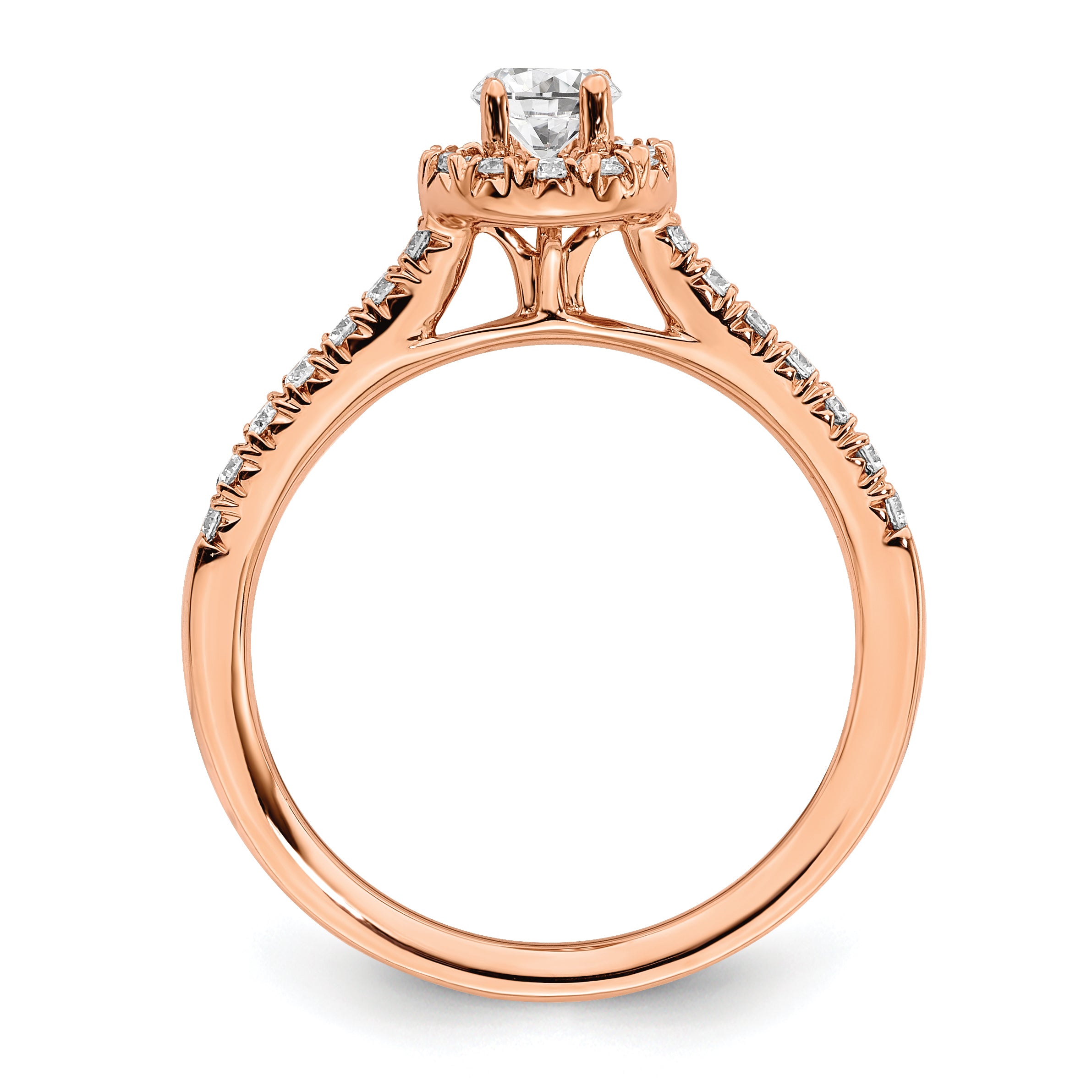14k Rose Gold 3/4 carat Lab Grown Diamond VS/SI+ G+ Round Complete Halo Engagement Ring Secondary image