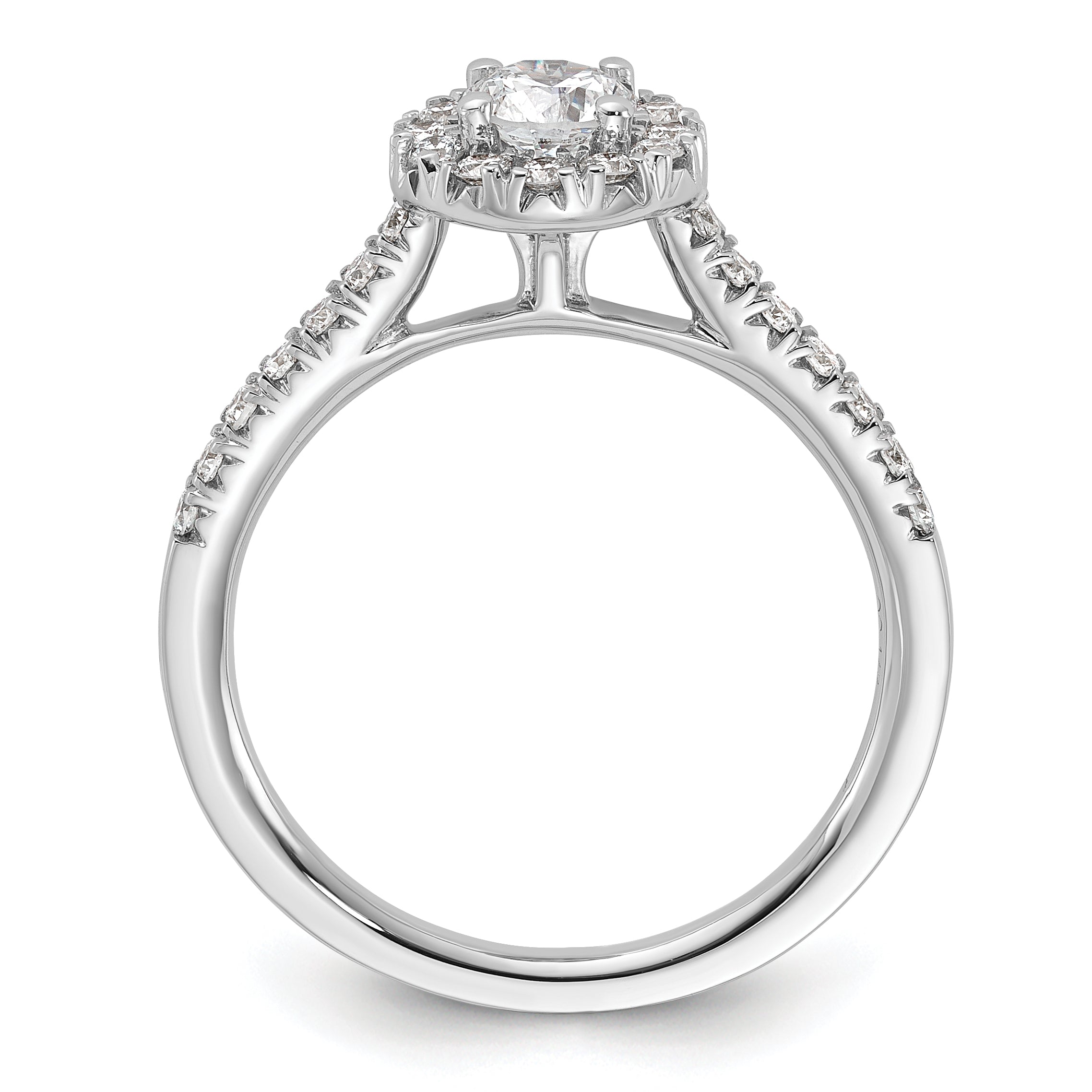 14k White Gold 3/4 carat Lab Grown Diamond VS/SI+ G+ Round Complete Halo Engagement Ring Main image