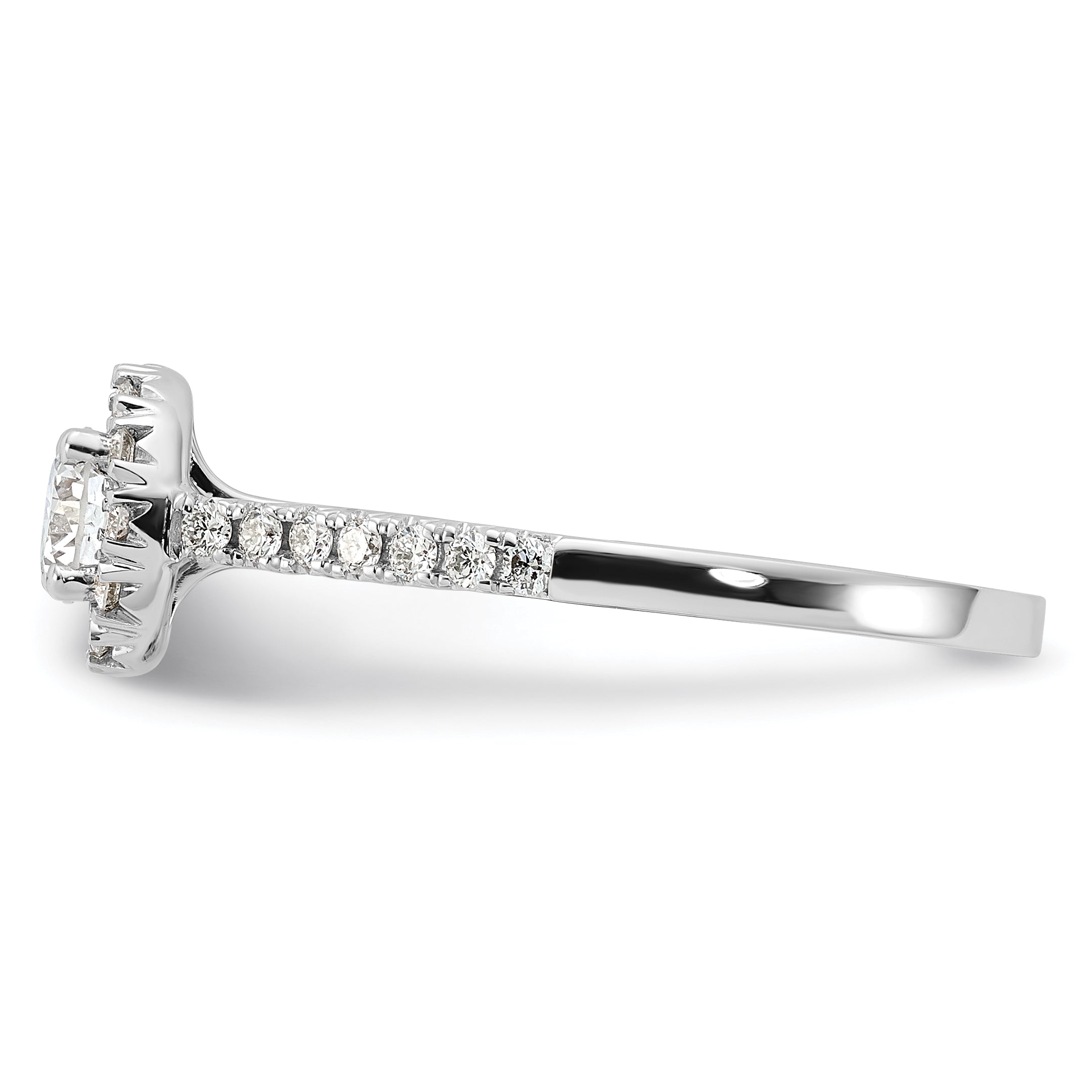 14k White Gold 3/4 carat Lab Grown Diamond VS/SI+ G+ Round Complete Halo Engagement Ring Secondary image