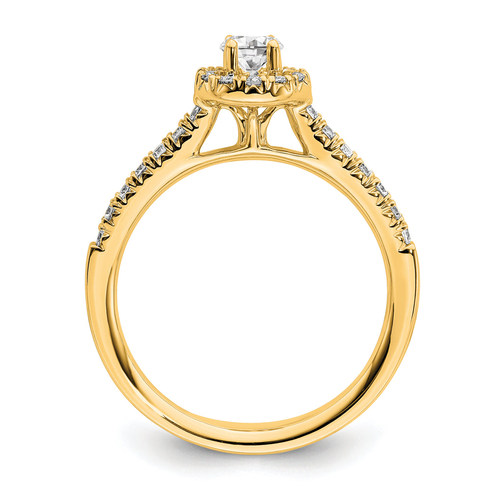 14k 3/4 carat Lab Grown Diamond VS/SI+ G+ Round Complete Halo Engagement Ring