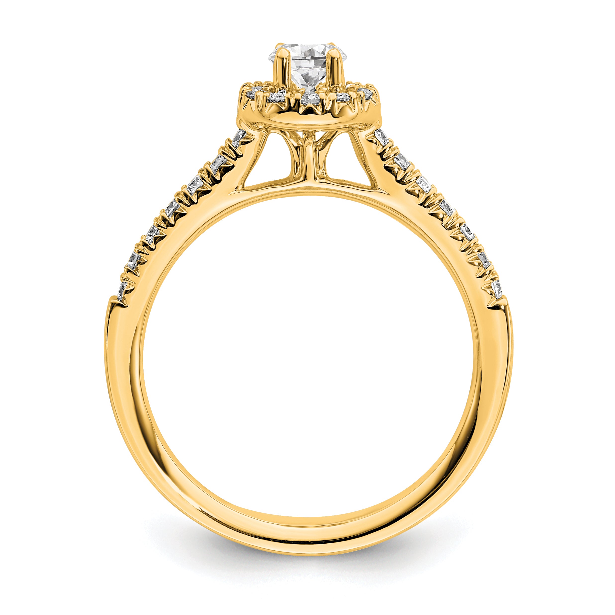 14k 3/4 carat Lab Grown Diamond VS/SI+ G+ Round Complete Halo Engagement Ring