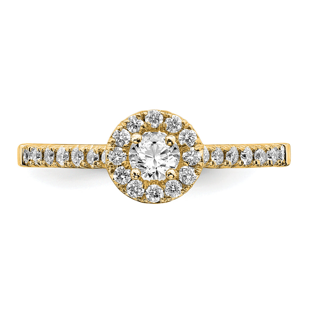 14k 3/4 carat Lab Grown Diamond VS/SI+ G+ Round Complete Halo Engagement Ring