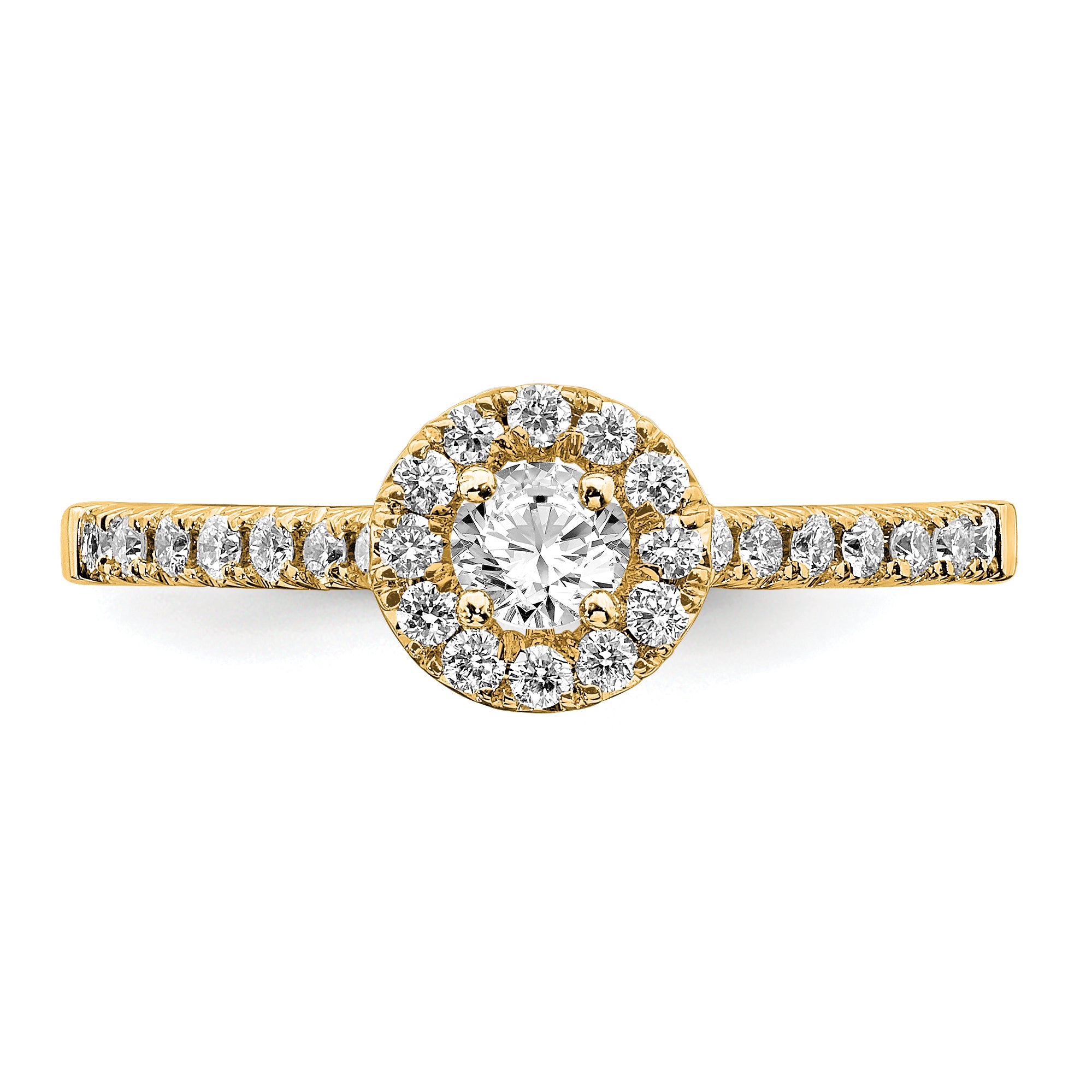 14k 3/4 carat Lab Grown Diamond VS/SI+ G+ Round Complete Halo Engagement Ring