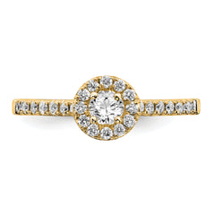 14k 3/4 carat Lab Grown Diamond VS/SI+ G+ Round Complete Halo Engagement Ring