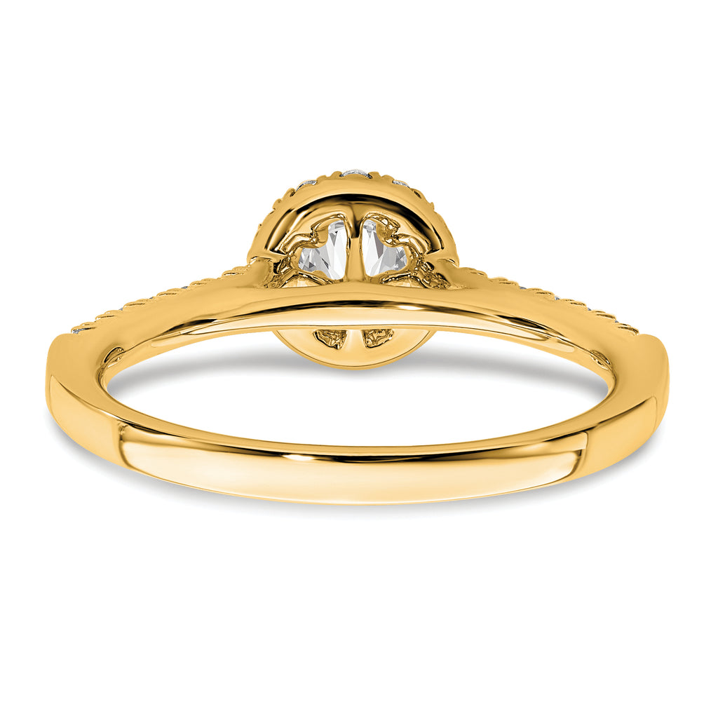 14k 3/4 carat Lab Grown Diamond VS/SI+ G+ Round Complete Halo Engagement Ring