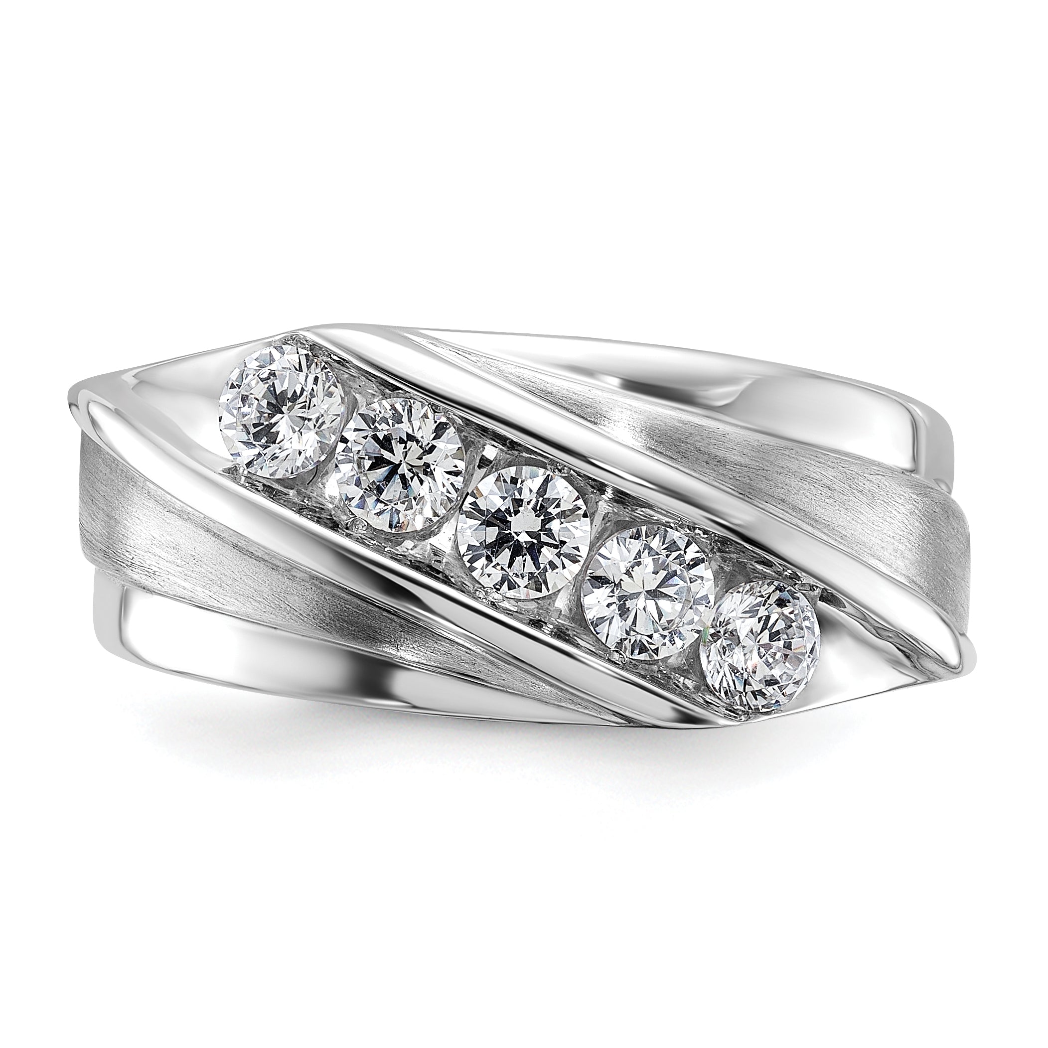 10k White Gold 3/4 carat Lab Grown Diamond VS/SI+ G+ Five Stone Complete Men's Ring