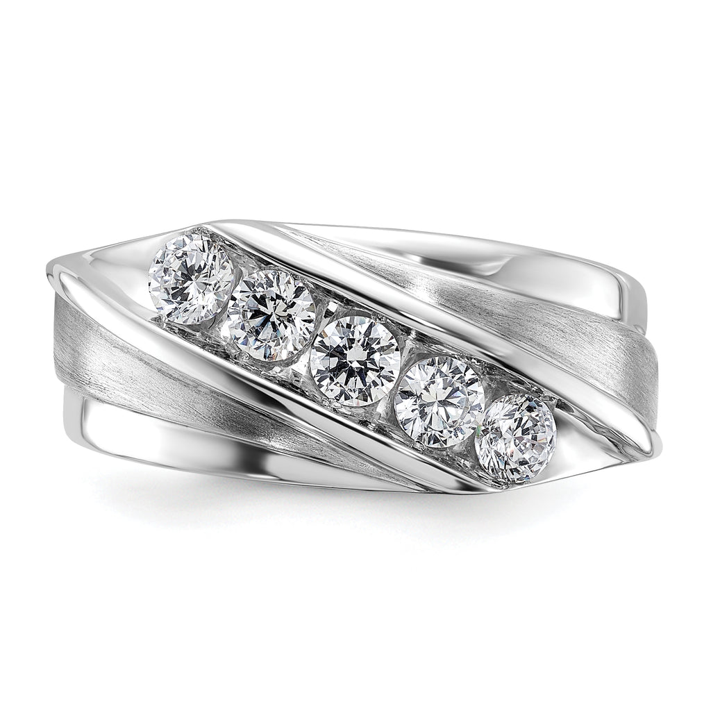 10k White Gold 3/4 carat Lab Grown Diamond VS/SI+ G+ Five Stone Complete Men's Ring