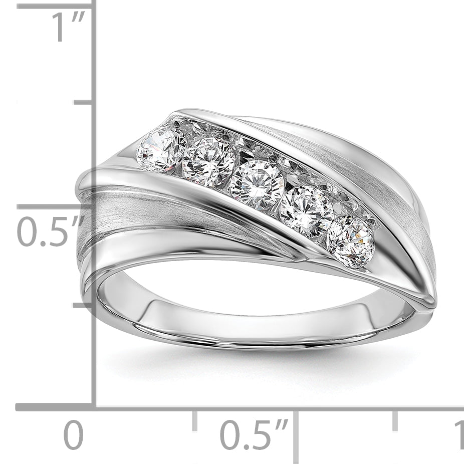 10k White Gold 3/4 carat Lab Grown Diamond VS/SI+ G+ Five Stone Complete Men's Ring