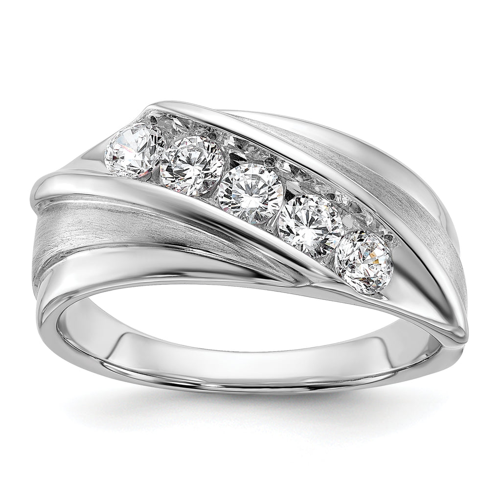 10k White Gold 3/4 carat Lab Grown Diamond VS/SI+ G+ Five Stone Complete Men's Ring