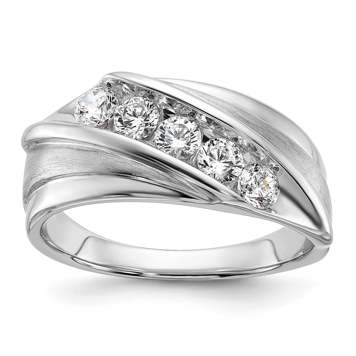 10k White Gold 3/4 carat Lab Grown Diamond VS/SI+ G+ Five Stone Complete Men's Ring