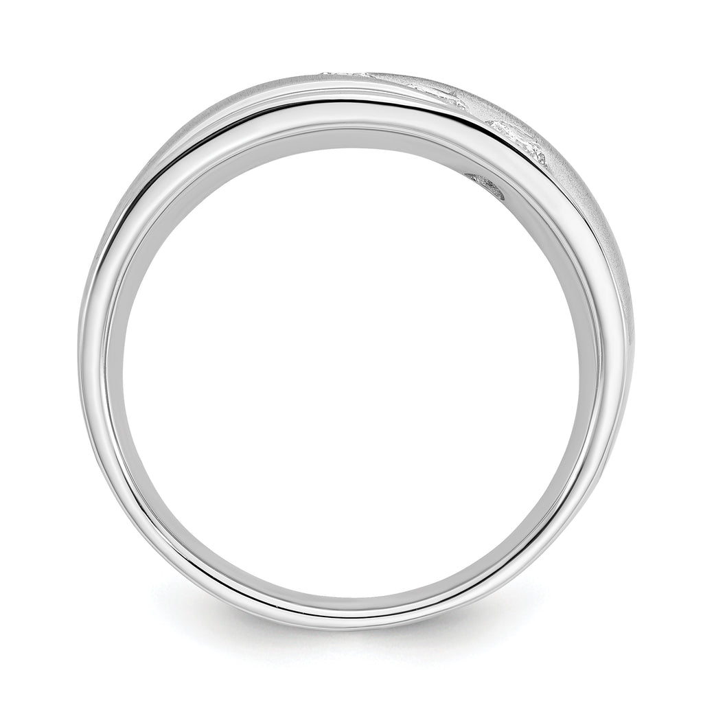 14k 5/8 carat White Gold Lab Grown Diamond VS/SI+ G+ Three Stone Complete Men's Ring