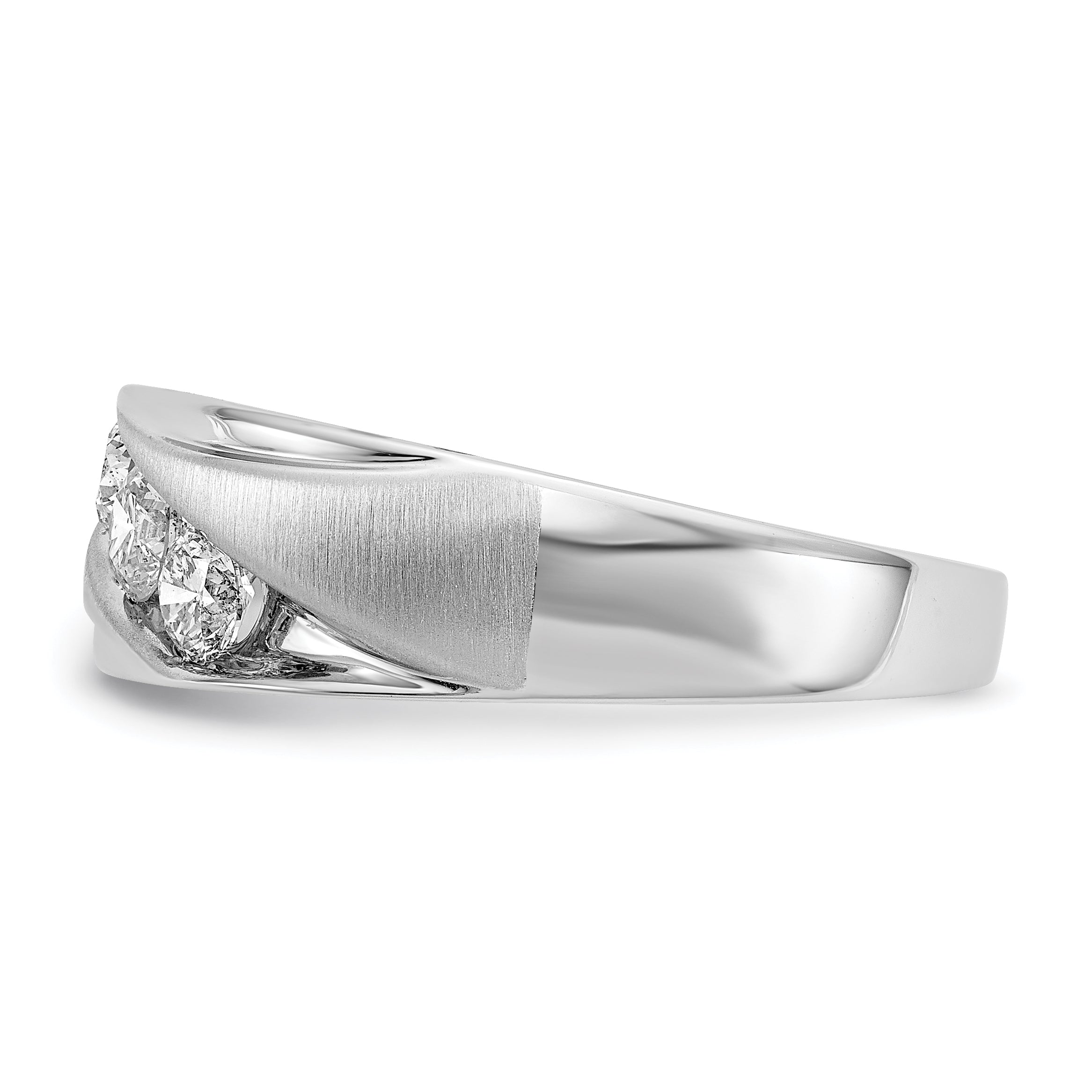 14k 5/8 carat White Gold Lab Grown Diamond VS/SI+ G+ Three Stone Complete Men's Ring