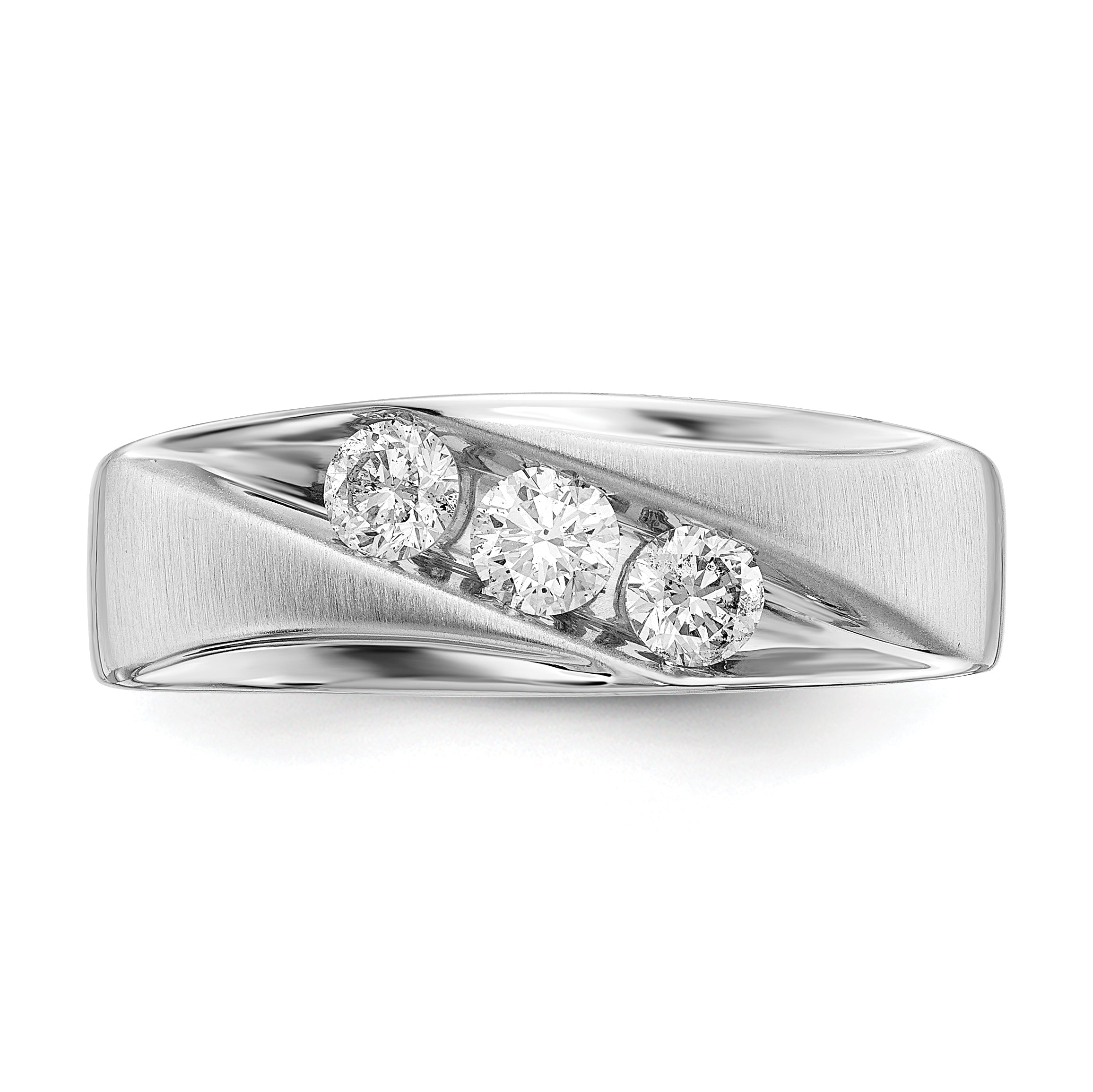 14k 5/8 carat White Gold Lab Grown Diamond VS/SI+ G+ Three Stone Complete Men's Ring