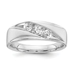 14k 5/8 carat White Gold Lab Grown Diamond VS/SI+ G+ Three Stone Complete Men's Ring