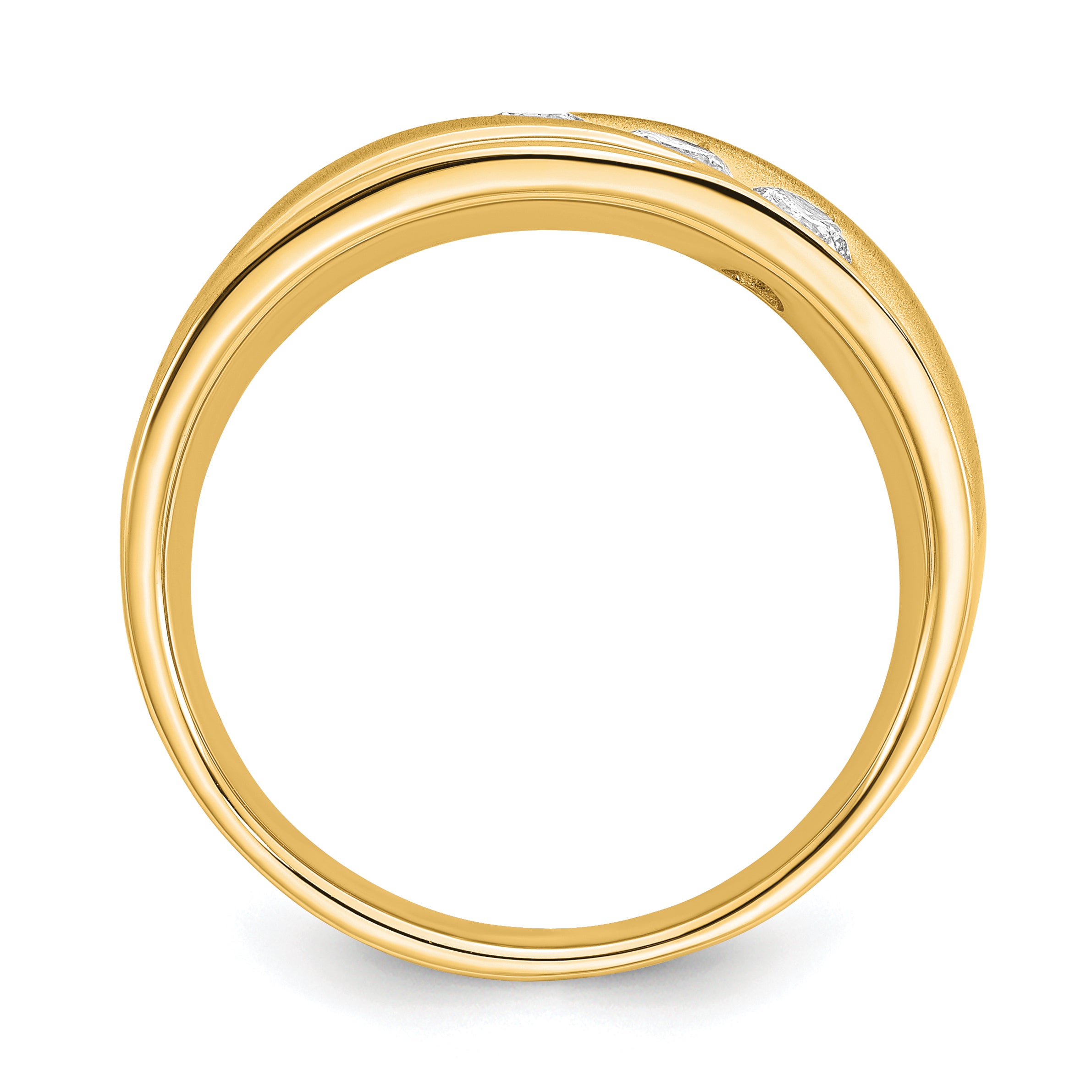 14k 5/8 carat Lab Grown Diamond VS/SI+ G+ Three Stone Complete Men's Ring