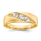 14k 5/8 carat Lab Grown Diamond VS/SI+ G+ Three Stone Complete Men's Ring