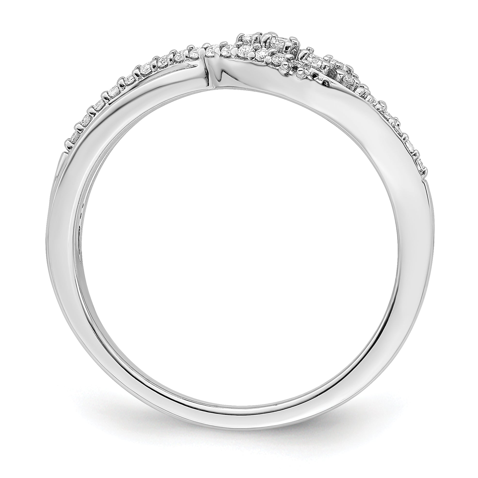 14k White Gold Polished Fancy Florina Wave Diamond Ring Secondary image