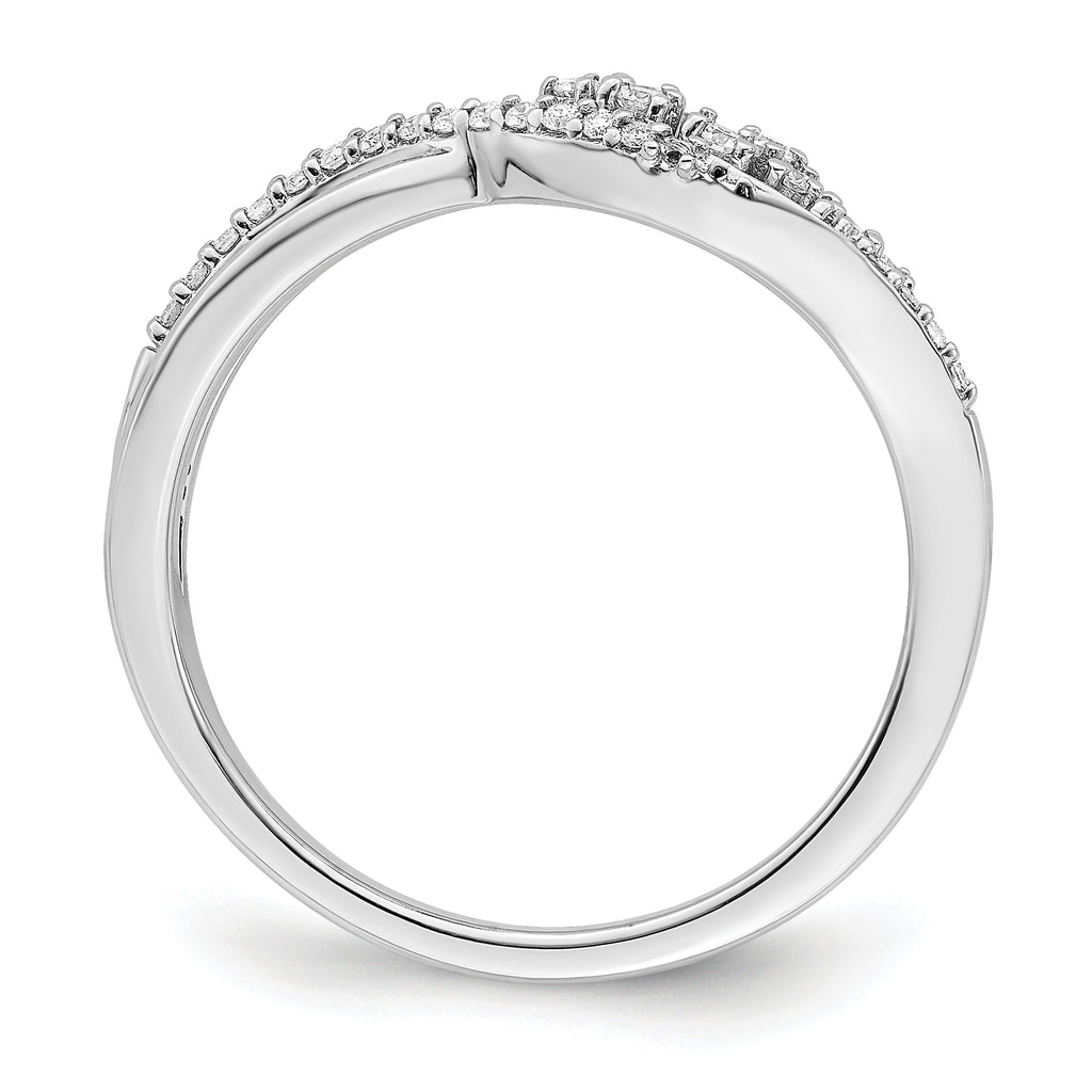 14k White Gold Polished Fancy Florina Wave Diamond Ring