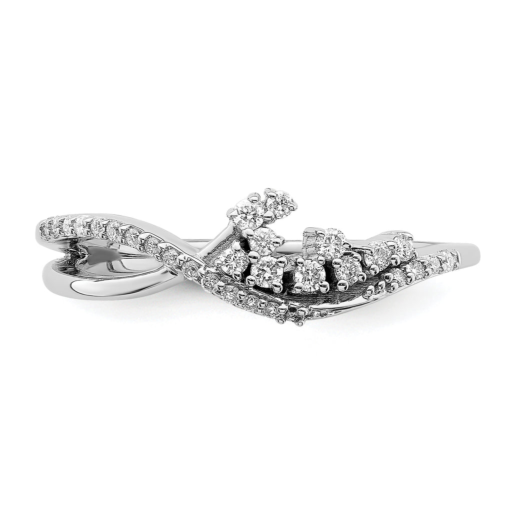 14k White Gold Polished Fancy Florina Wave Diamond Ring