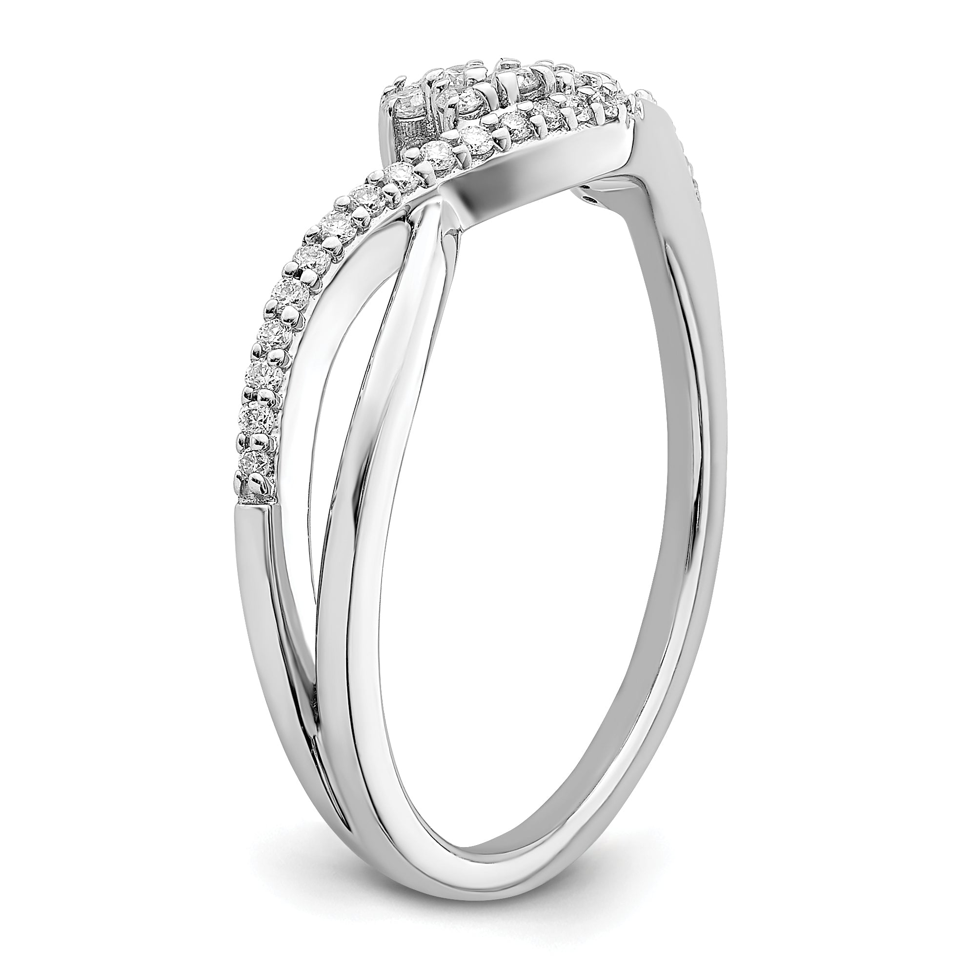 14k White Gold Polished Fancy Florina Wave Diamond Ring