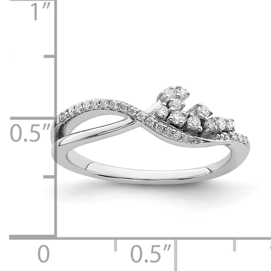 14k White Gold Polished Fancy Florina Wave Diamond Ring