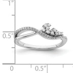 14k White Gold Polished Fancy Florina Wave Diamond Ring