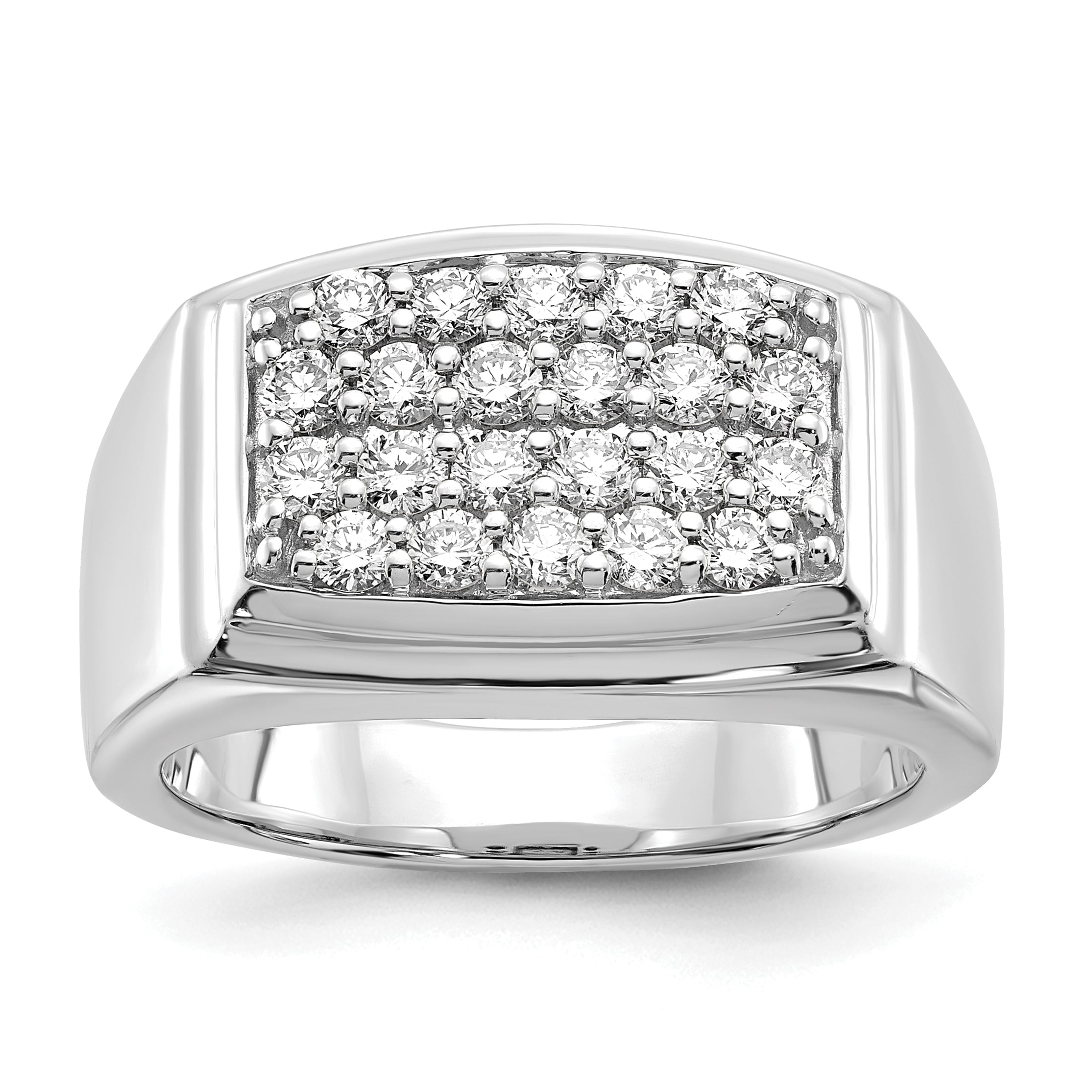 10k White Gold 1 carat Lab Grown Diamond VS/SI+ G+ Cluster Men's Ring Main image