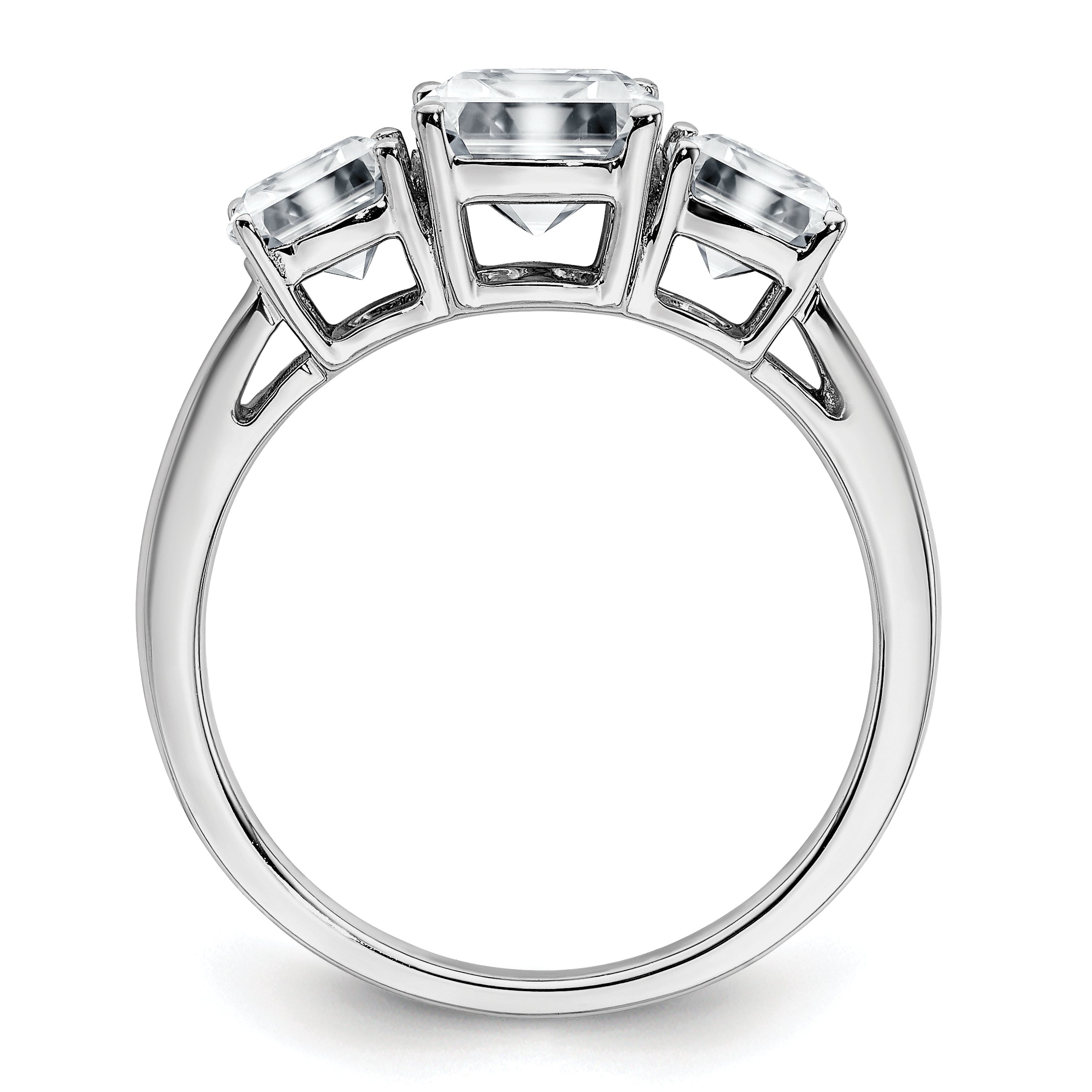 14k White Gold 2 1/3 carat Certified Lab Grown Diamond VS+ F+ Cushion Complete Three Stone Engagement Ring Secondary image