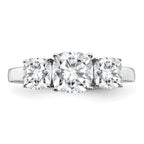 14k White Gold 2 1/3 carat Certified Lab Grown Diamond VS+ F+ Cushion Complete Three Stone Engagement Ring