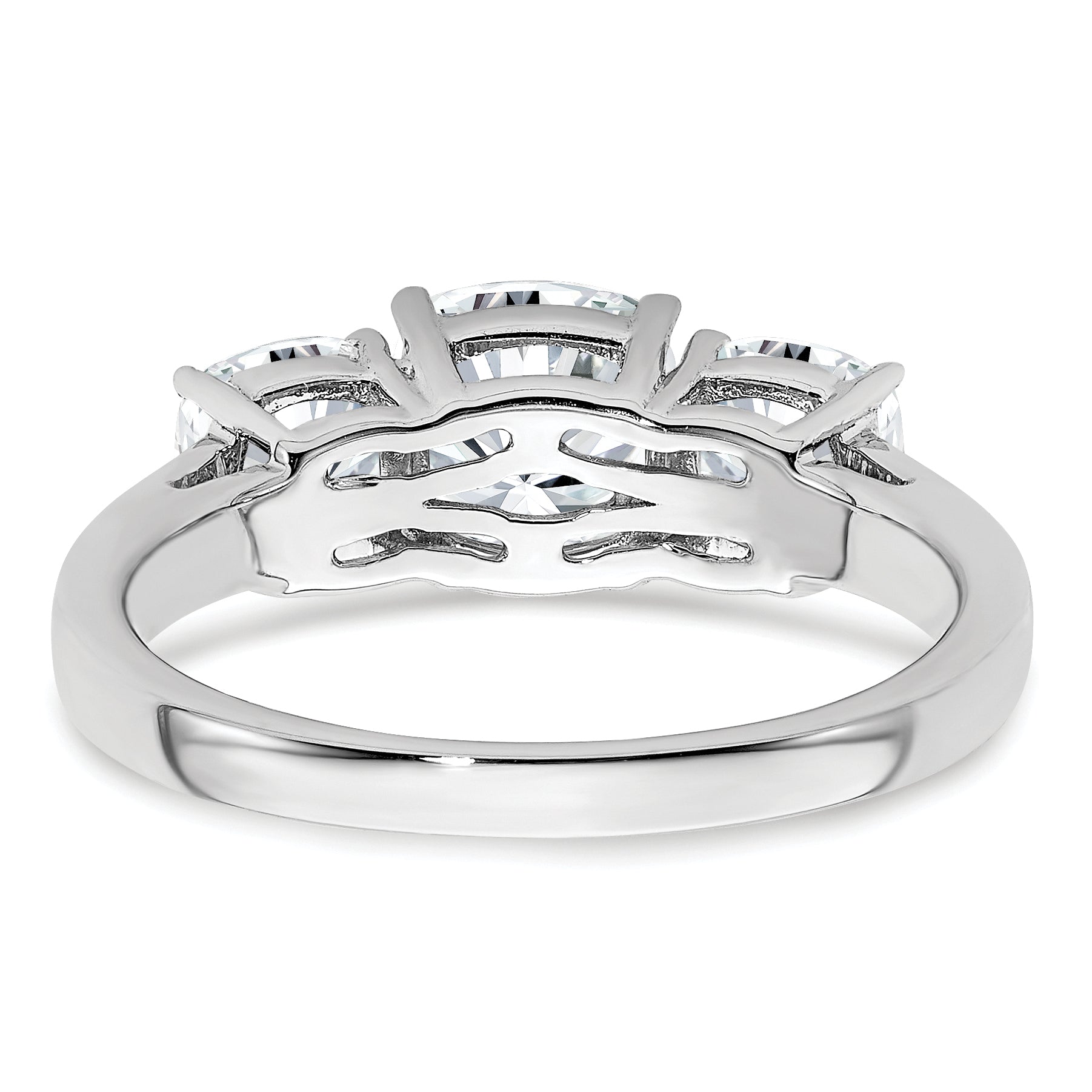 14k White Gold 2 1/3 carat Certified Lab Grown Diamond VS+ F+ Cushion Complete Three Stone Engagement Ring