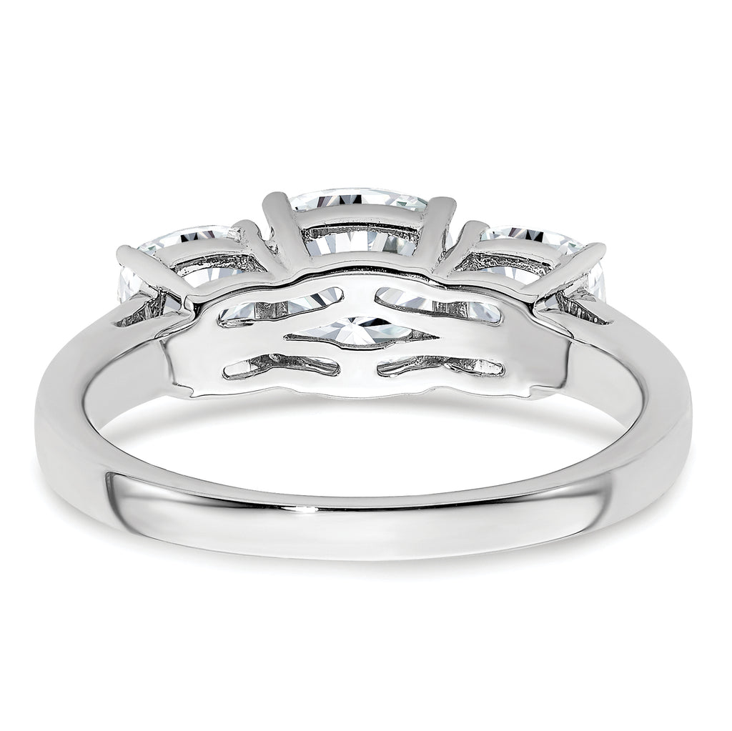 14k White Gold 2 1/3 carat Certified Lab Grown Diamond VS+ F+ Cushion Complete Three Stone Engagement Ring
