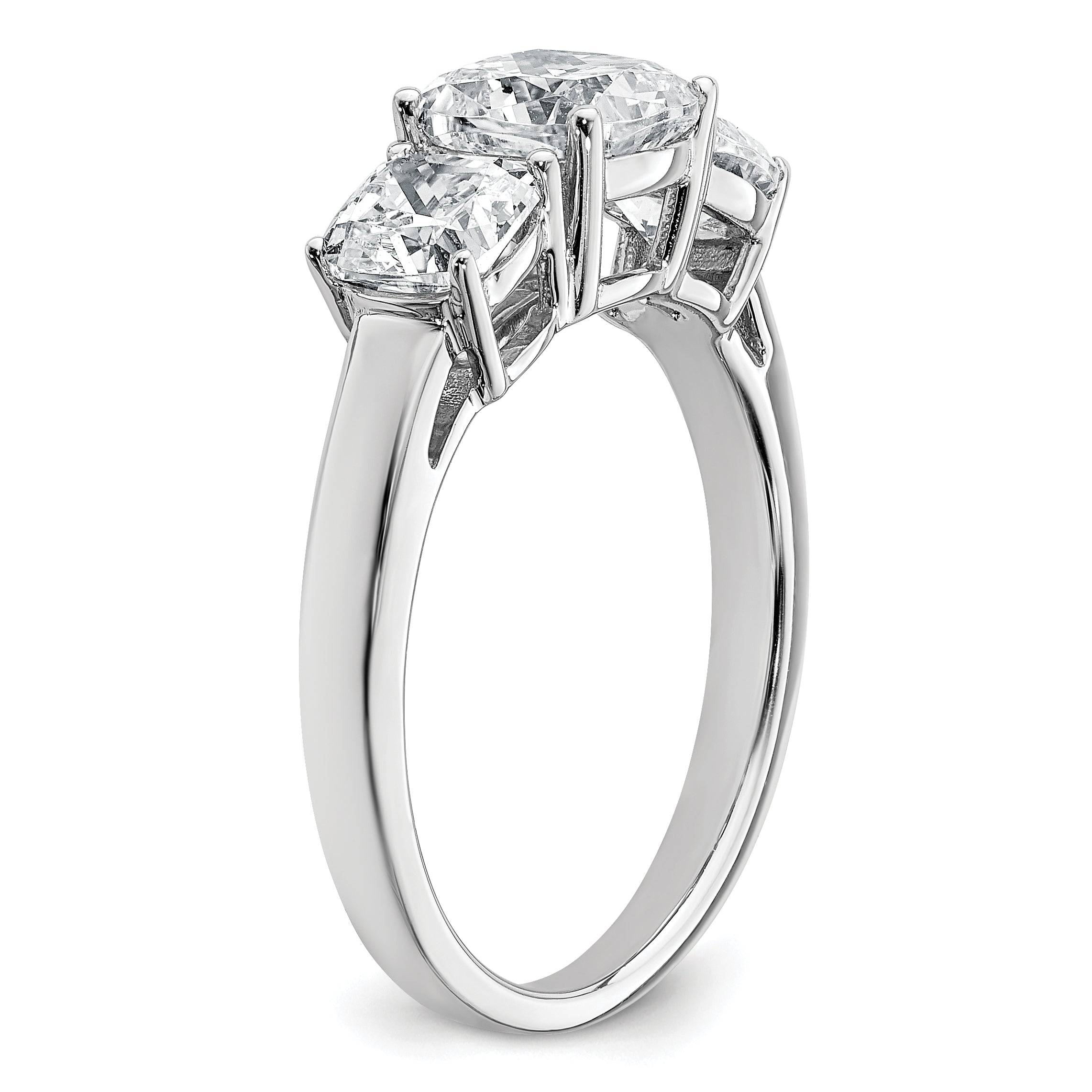 14k White Gold 2 1/3 carat Certified Lab Grown Diamond VS+ F+ Cushion Complete Three Stone Engagement Ring