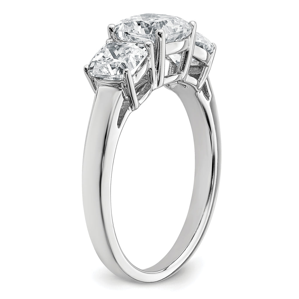 14k White Gold 2 1/3 carat Certified Lab Grown Diamond VS+ F+ Cushion Complete Three Stone Engagement Ring