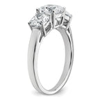 14k White Gold 2 1/3 carat Certified Lab Grown Diamond VS+ F+ Cushion Complete Three Stone Engagement Ring