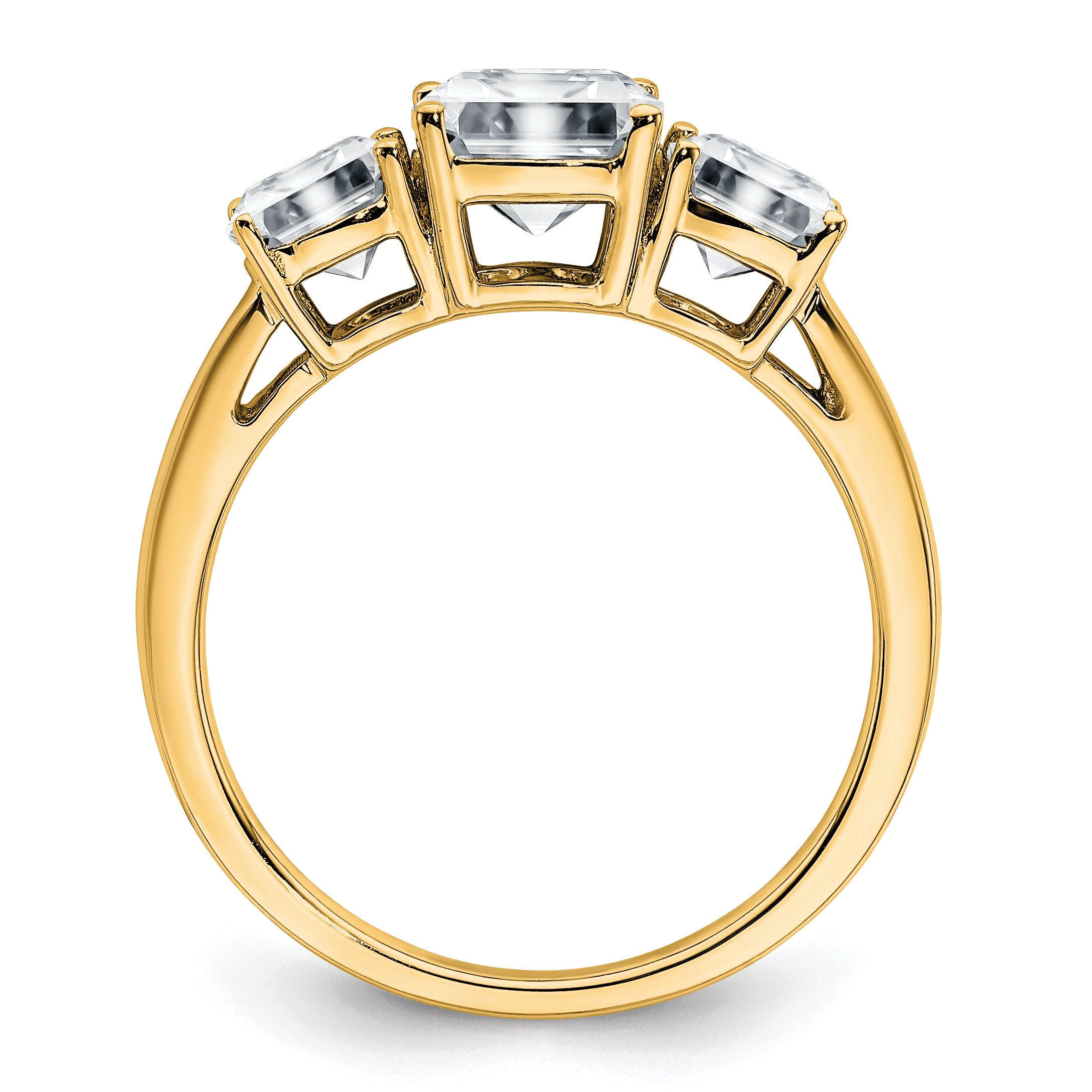 14k 2 1/3 carat Certified Lab Grown Diamond VS+ F+ Cushion Complete Three Stone Engagement Ring