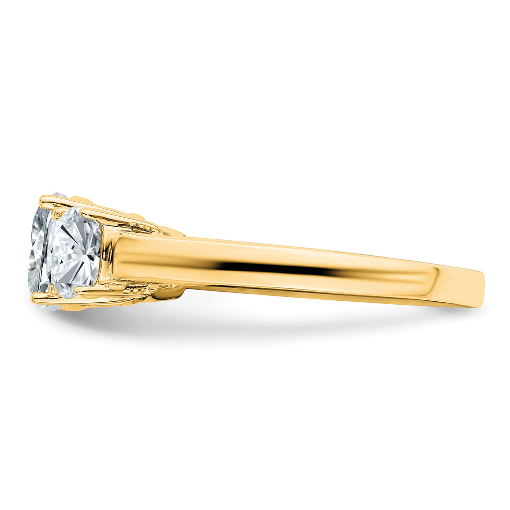 14k 2 1/3 carat Certified Lab Grown Diamond VS+ F+ Cushion Complete Three Stone Engagement Ring