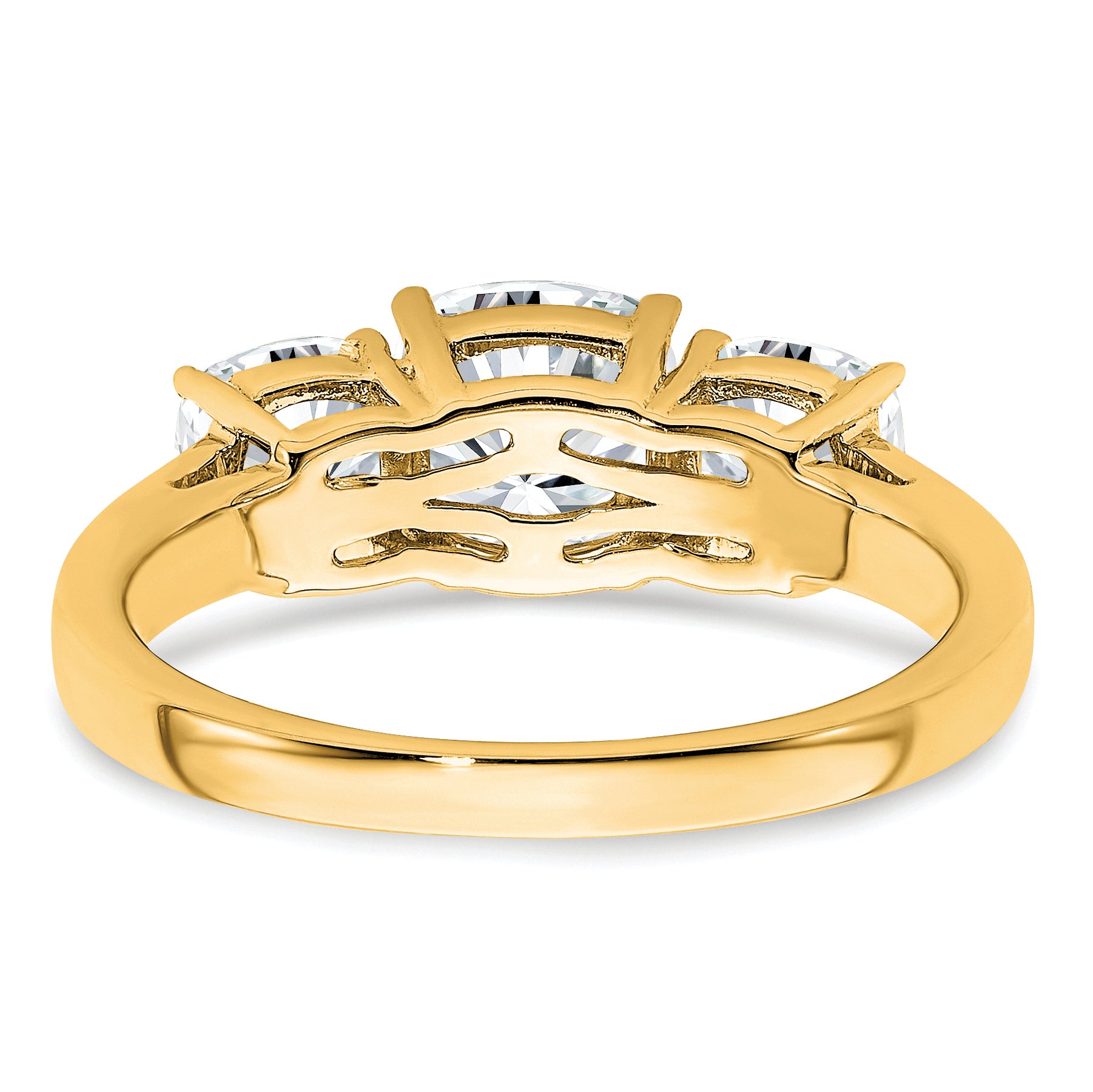 14k 2 1/3 carat Certified Lab Grown Diamond VS+ F+ Cushion Complete Three Stone Engagement Ring
