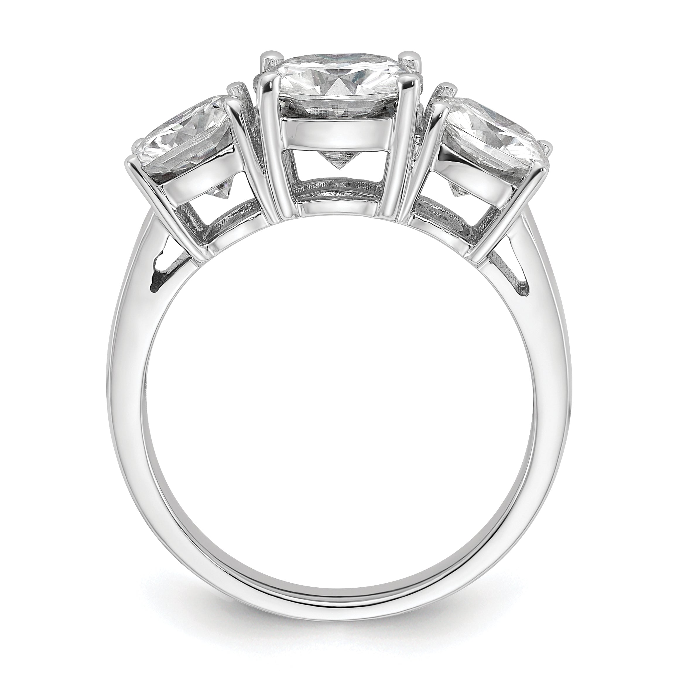 14k White Gold 3 3/4 carat Certified Lab Grown Diamond VS+ F+ Cushion Complete Three Stone Engagement Ring
