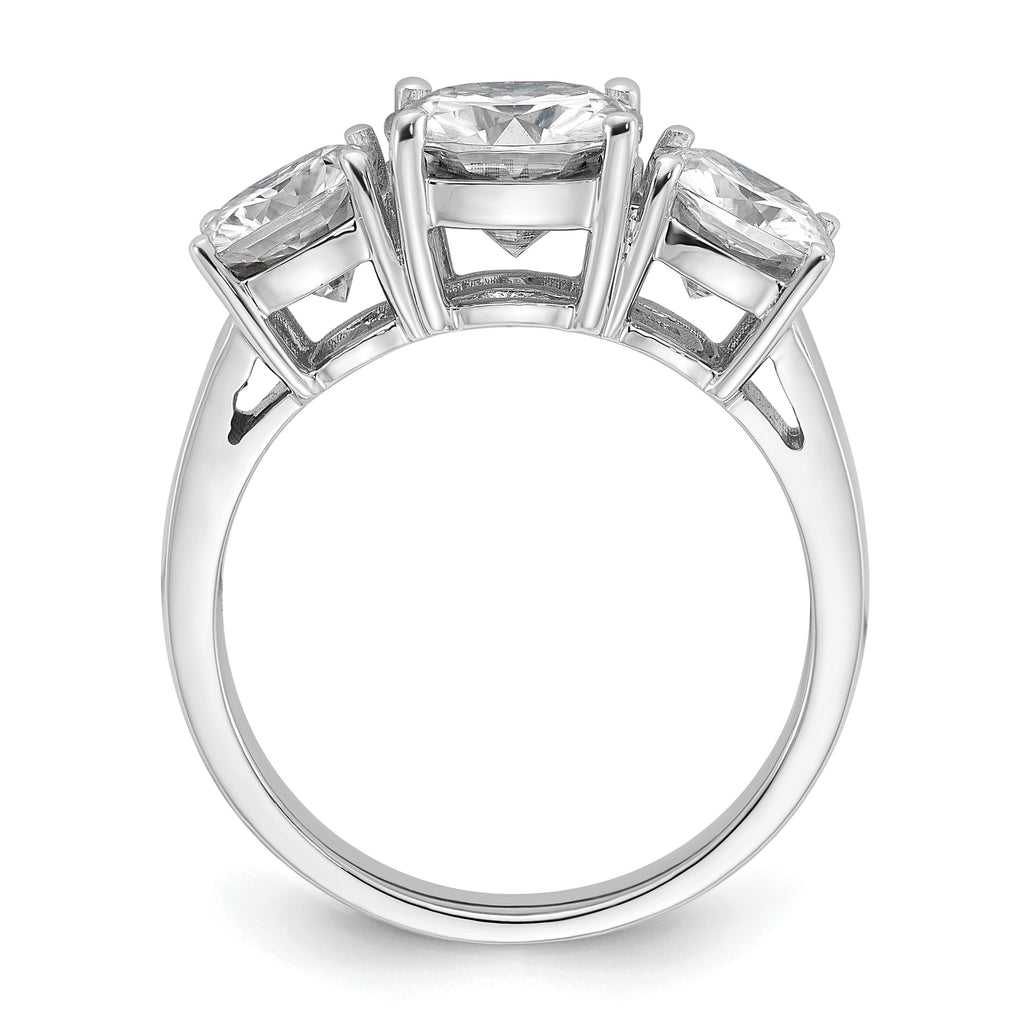 14k White Gold 3 3/4 carat Certified Lab Grown Diamond VS+ F+ Cushion Complete Three Stone Engagement Ring
